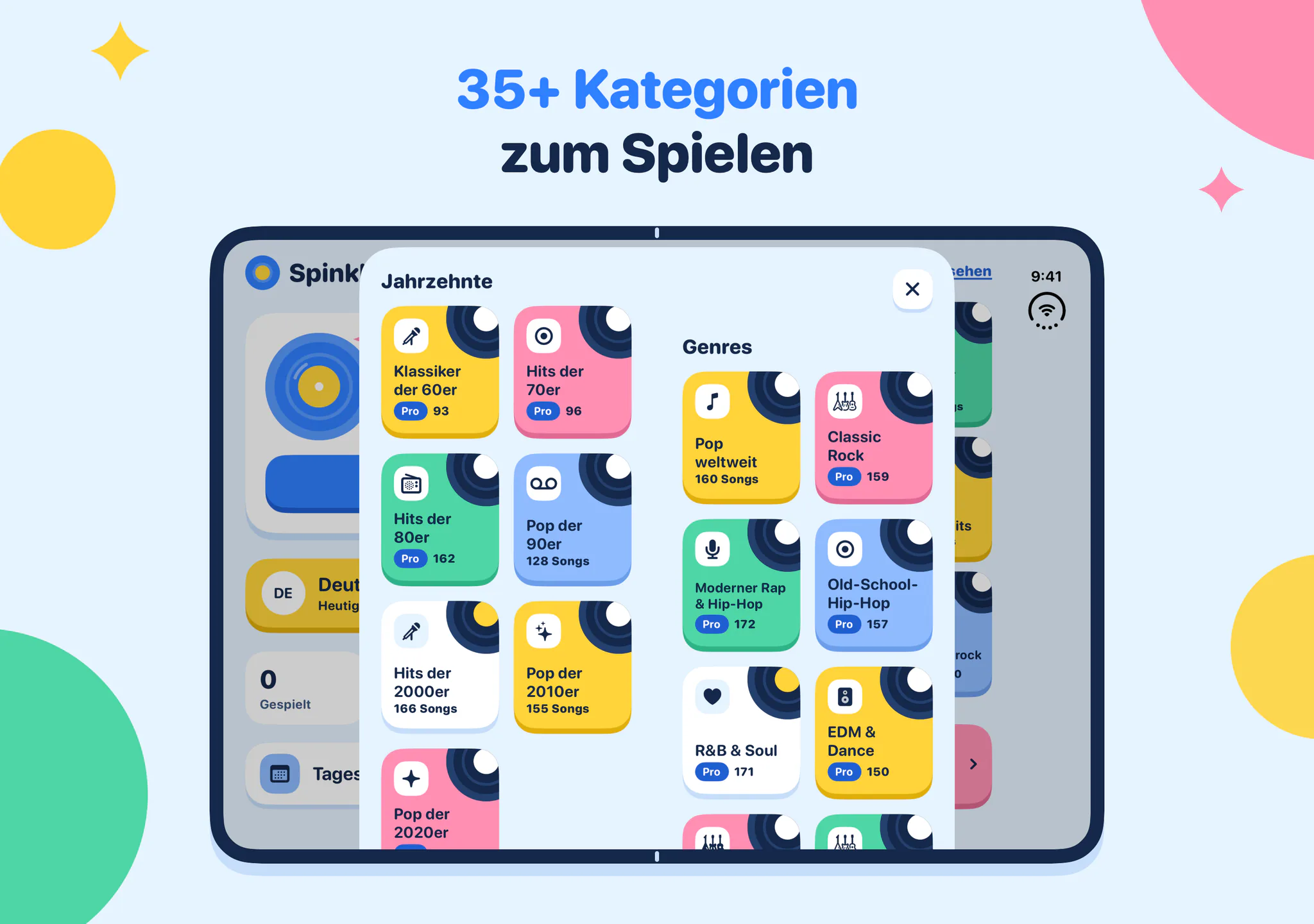 35+ Kategorien zum Spielen