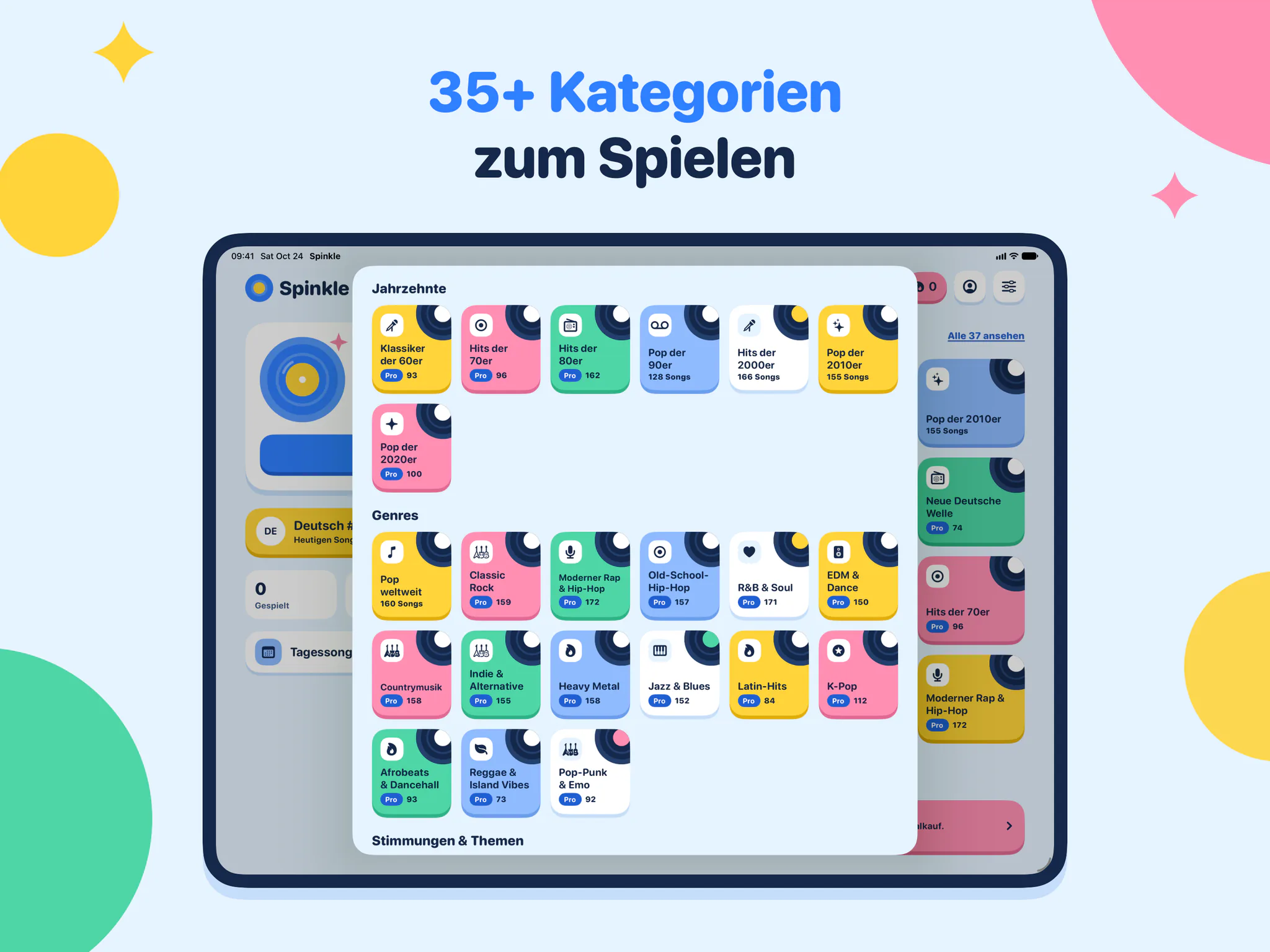 35+ Kategorien zum Spielen