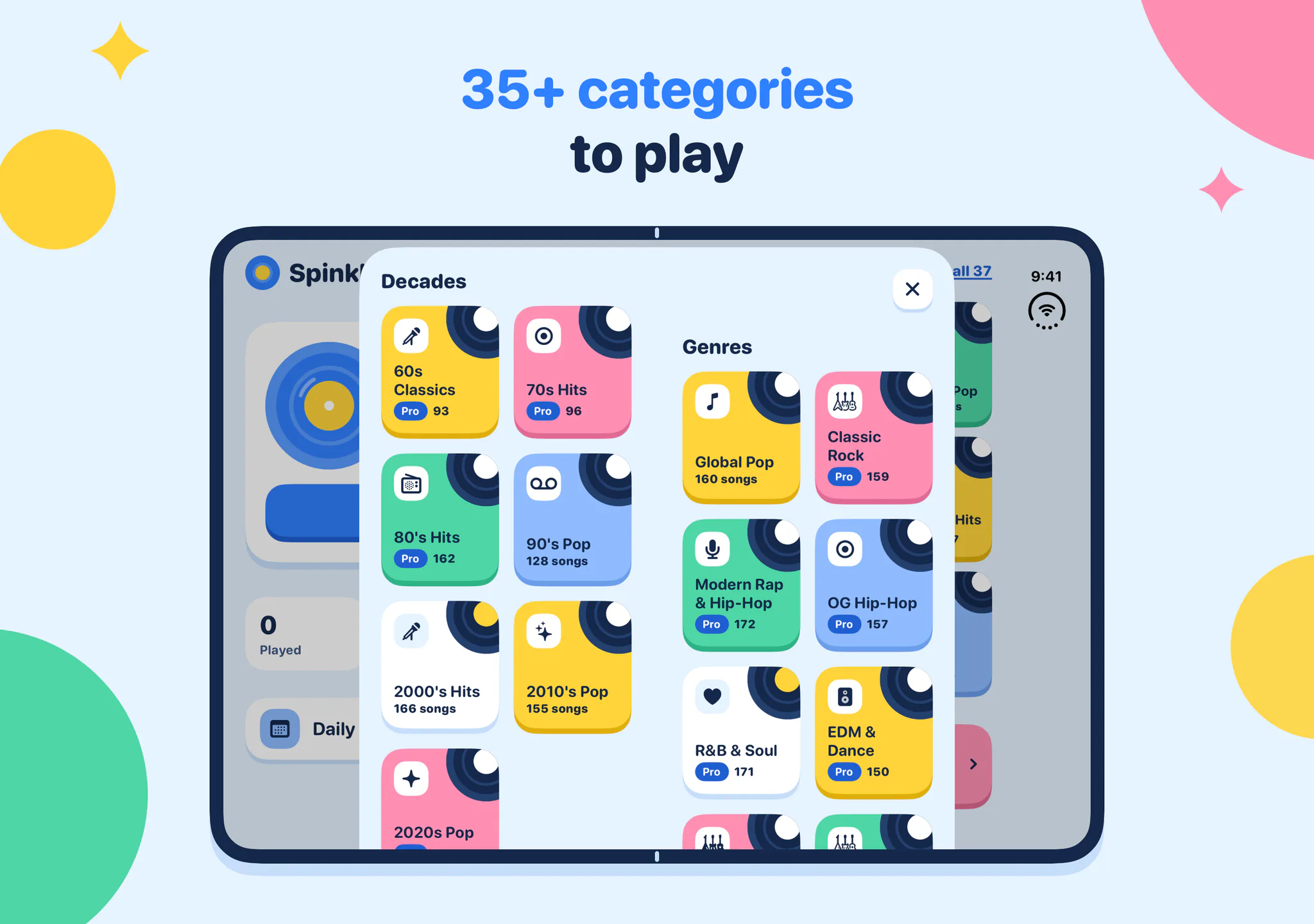 35+ categories to play