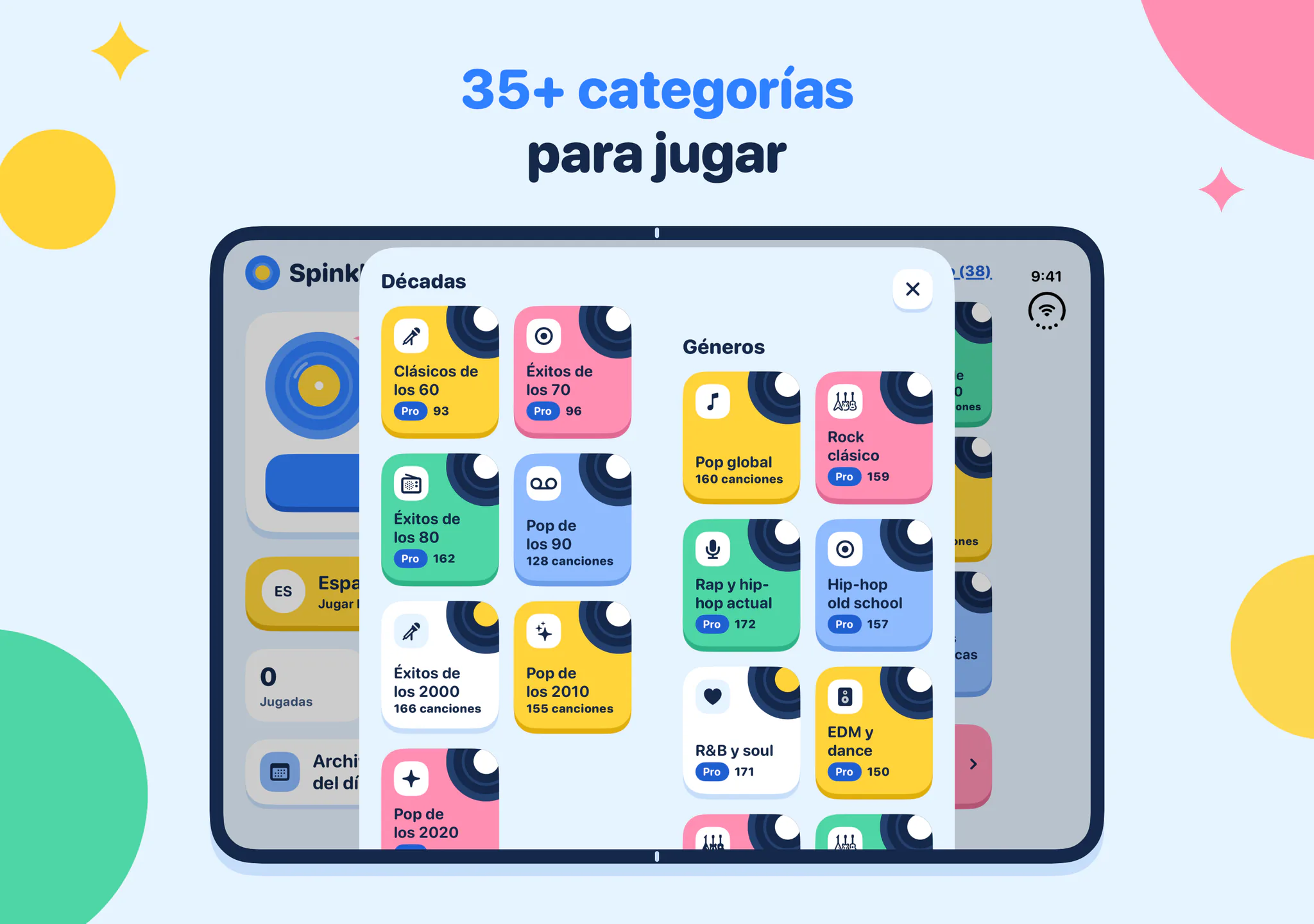 35+ categorías para jugar
