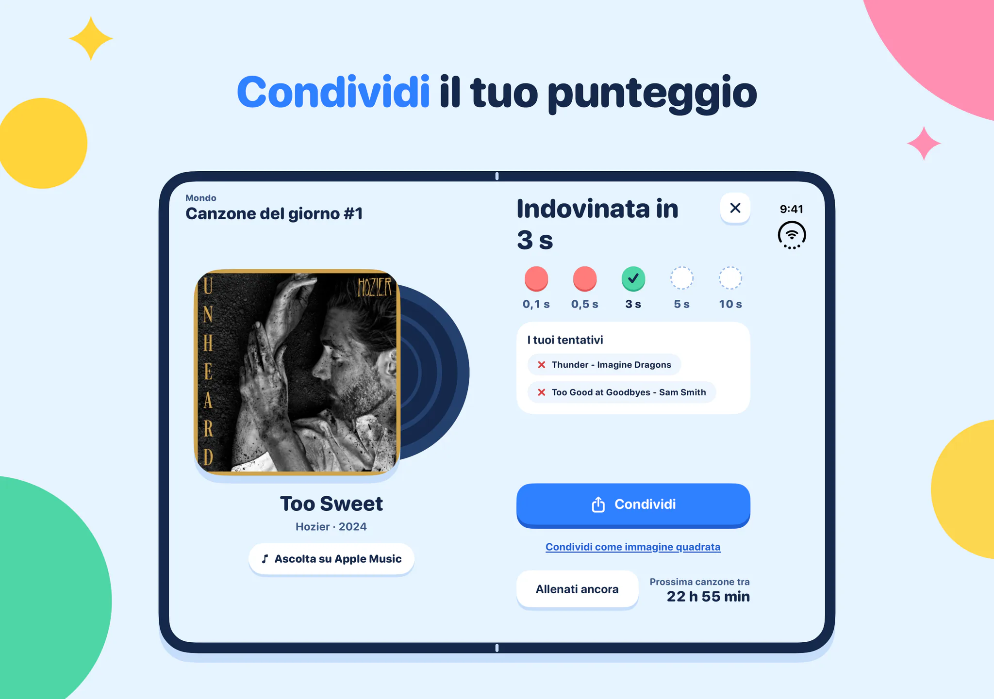 Condividi il tuo punteggio