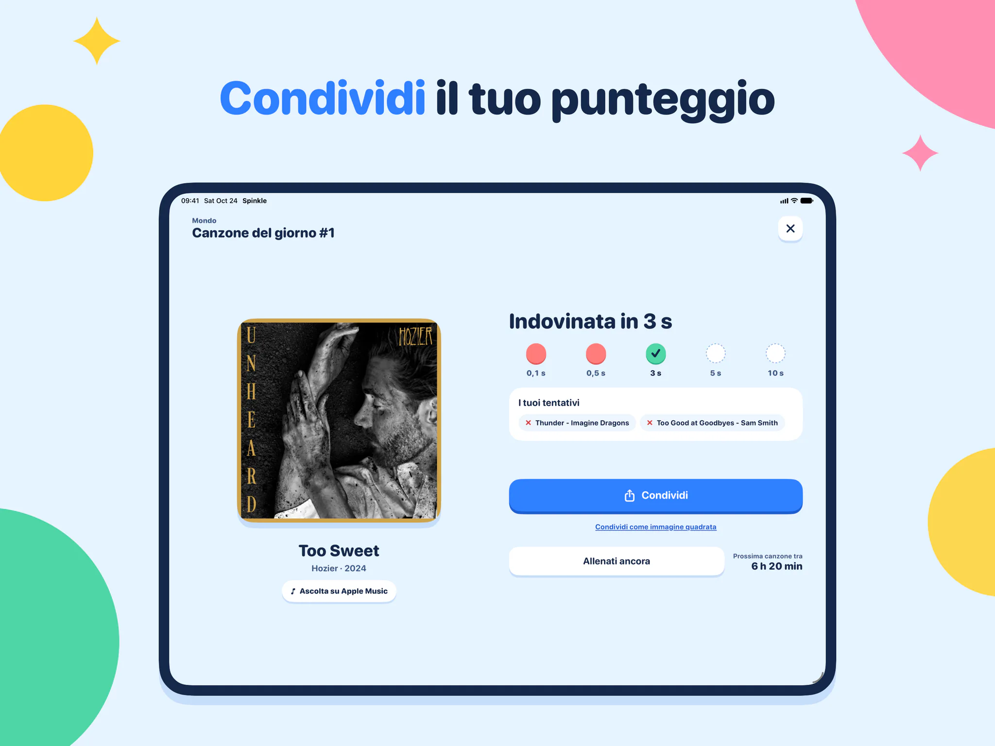 Condividi il tuo punteggio