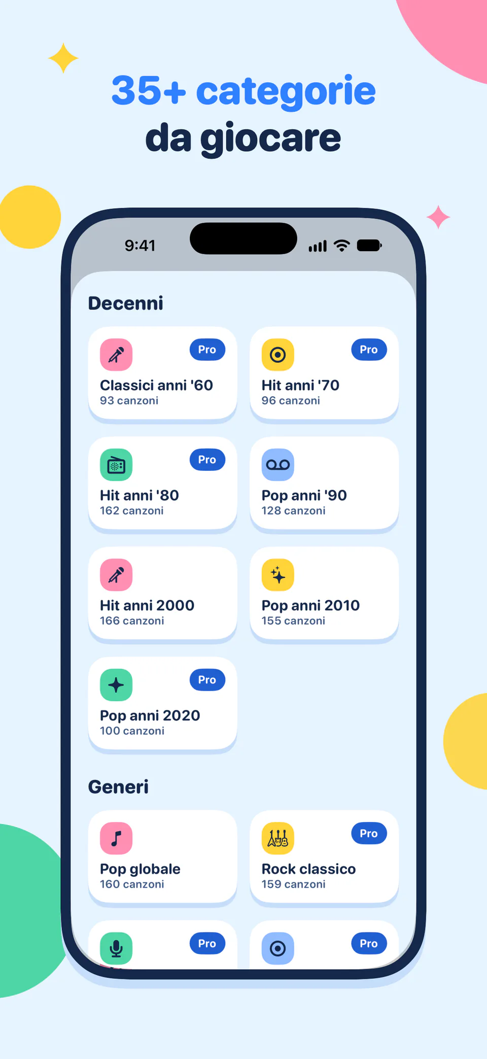 35+ categorie da giocare