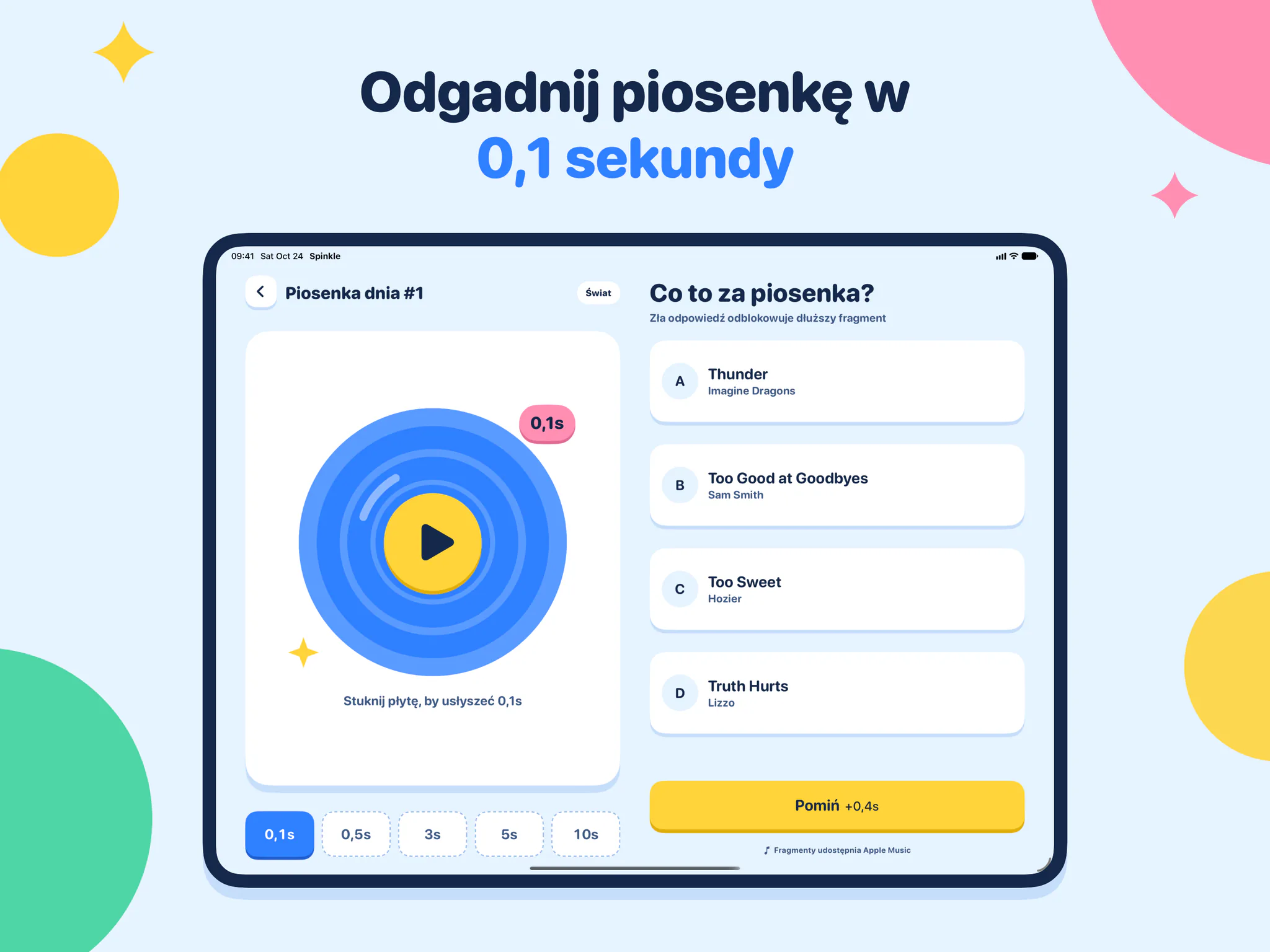 Odgadnij piosenkę w 0,1 sekundy