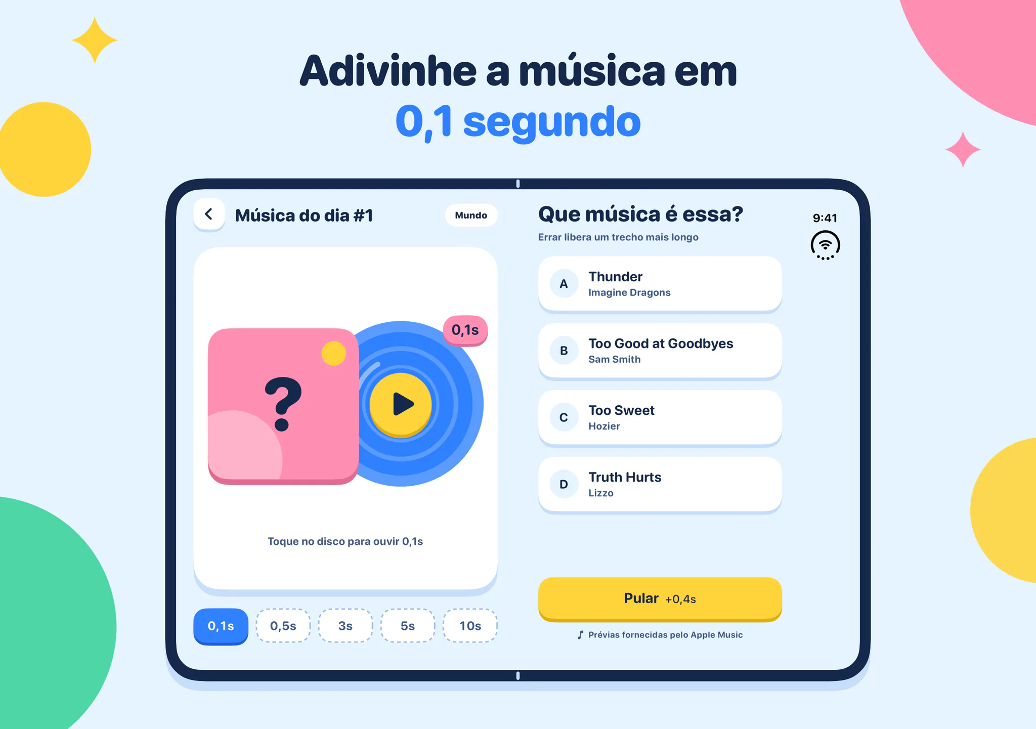 Adivinhe a música em 0,1 segundo