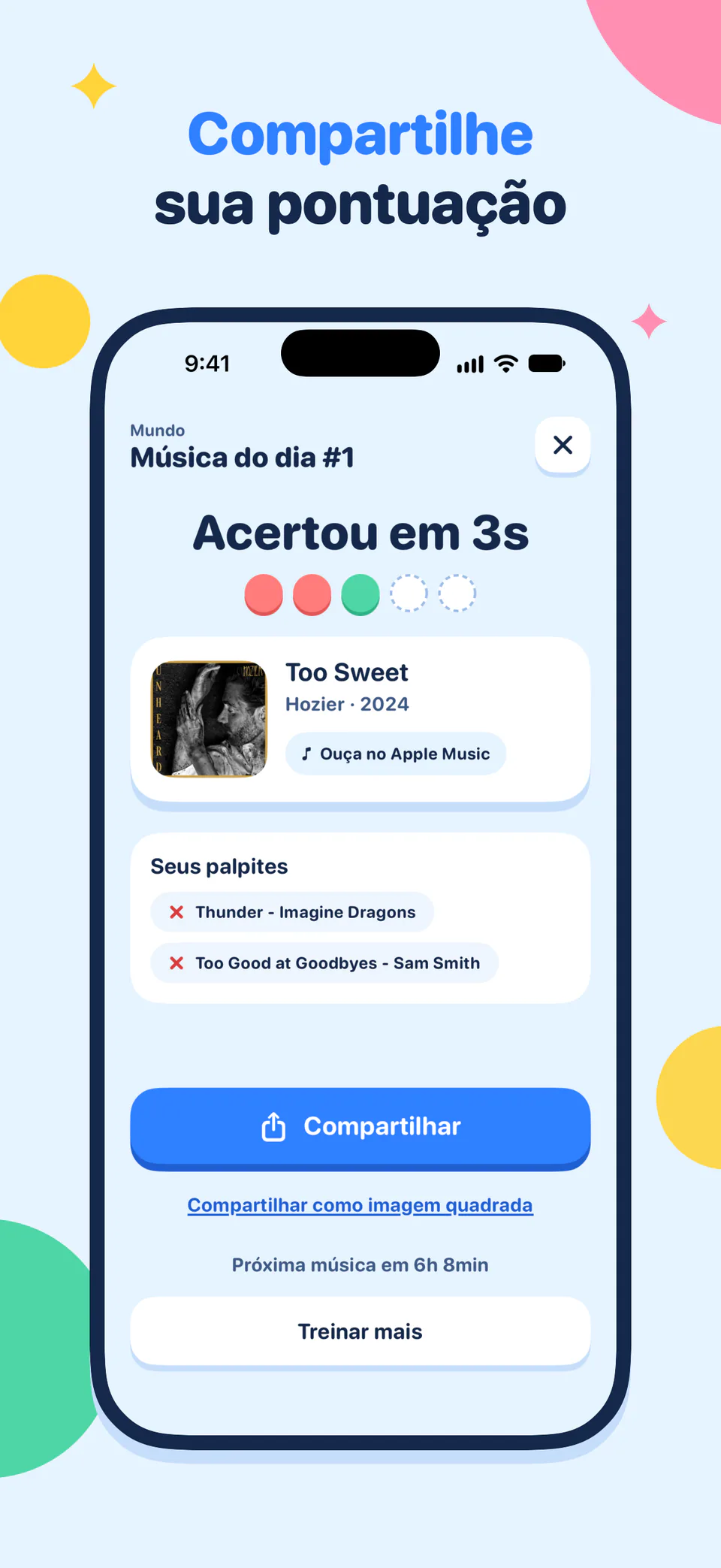 Compartilhe sua pontuação