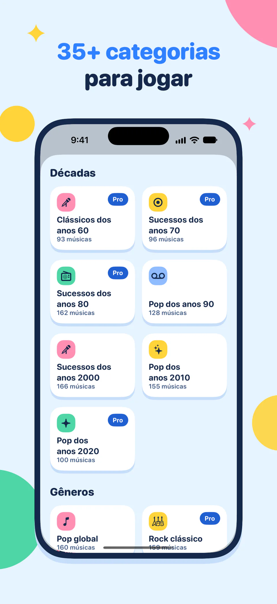 35+ categorias para jogar