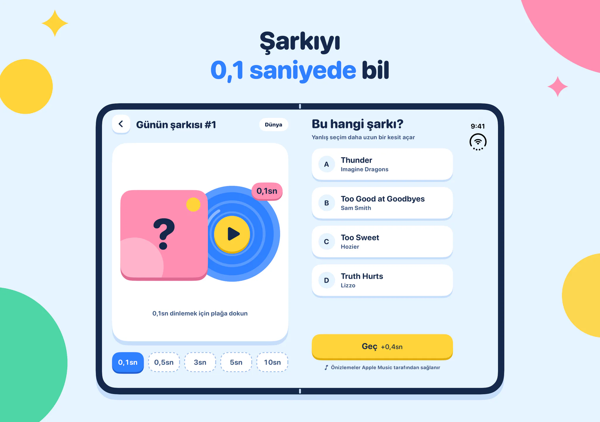 Şarkıyı 0,1 saniyede bil