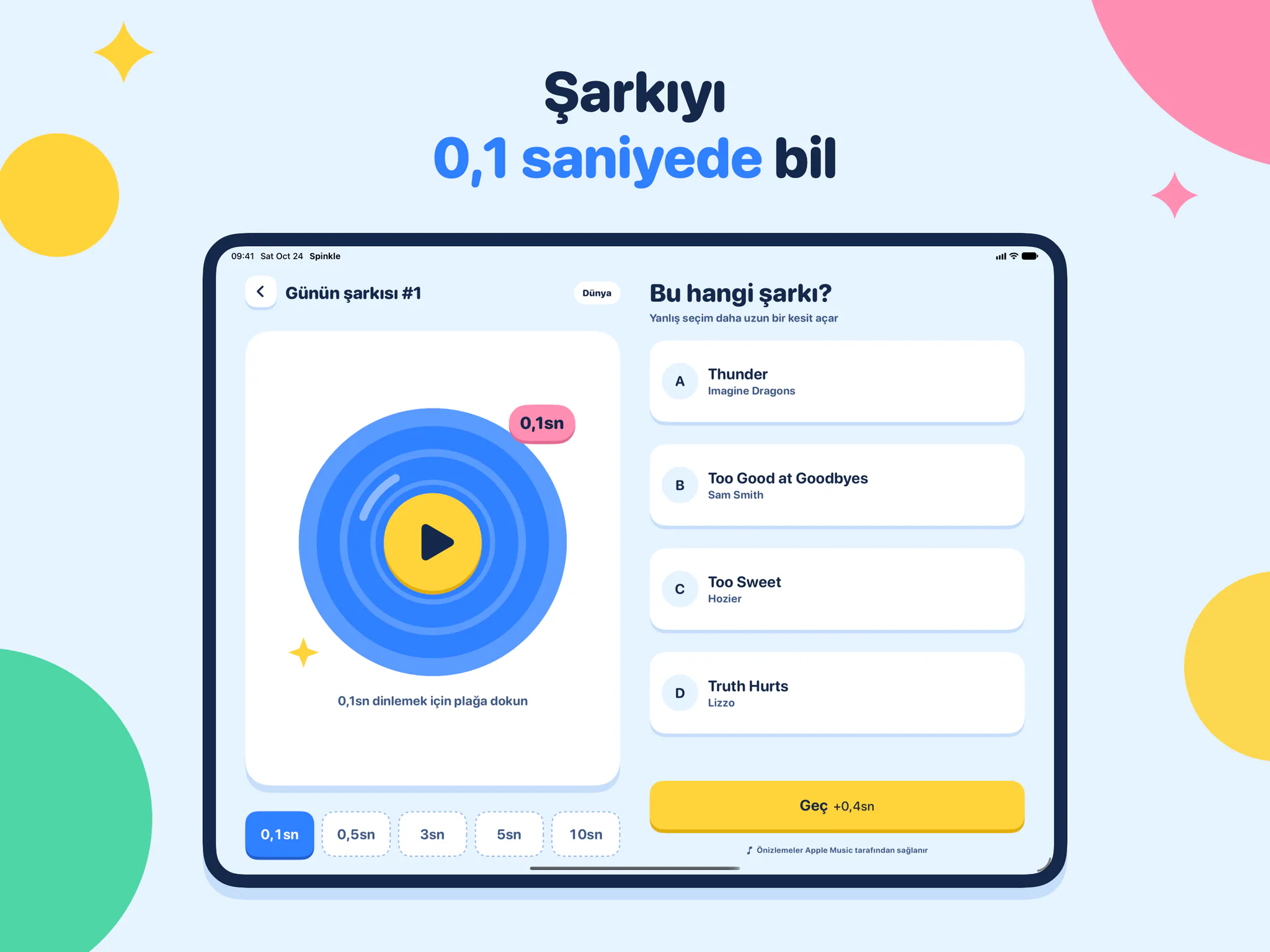 Şarkıyı 0,1 saniyede bil