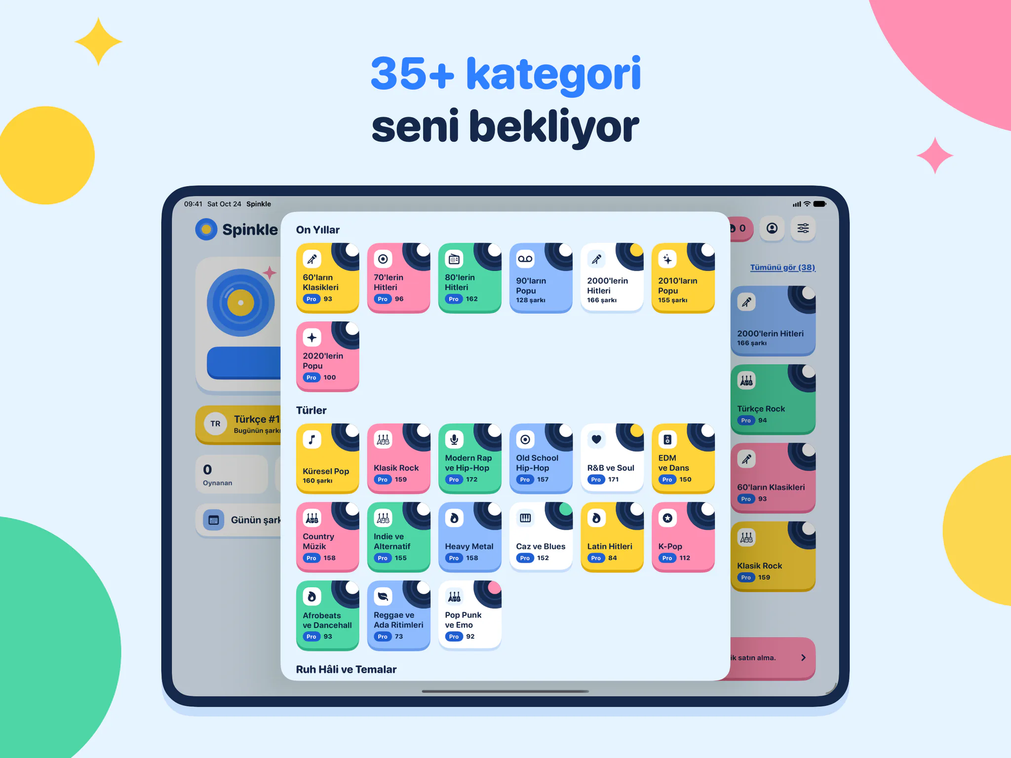 35+ kategori seni bekliyor