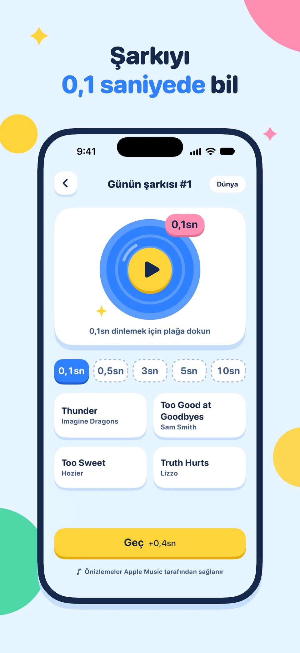 Şarkıyı 0,1 saniyede bil